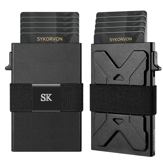 Minimalist Card Holder Wallet For Men, Aluminum Slim Metal Wallet With Money Band, RFID Blocking Up Wallet, Holds 12Cards Plus Cash