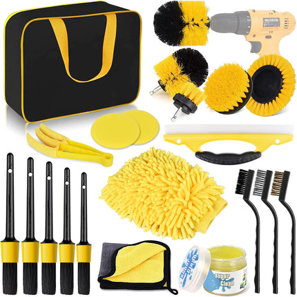 20PCS Car Detailing Kit, Car Detailing Brush Set, Auto Detailing Drill Brush Set, Car Detailing Brushes, Car Wash Kit, Car Accessories, Car Cleaning Tools Kit for Interior, Exterior, Wheels