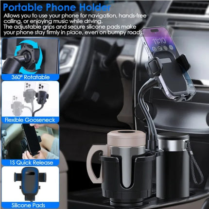 2 In 1 Car Cup Mobile Phone Holder Car Beverage Holder
