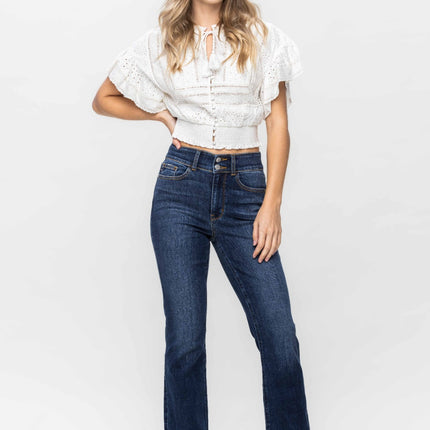 Judy Blue Full Size Frayed Hem Bootcut Jeans