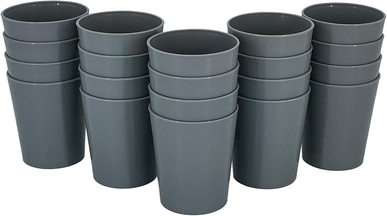 9 Oz Kids Cups,Set of 20 Small Plastic Cups for Kids,Reusable and Unbreakable Children Drinking Cups Tumblers,Grey