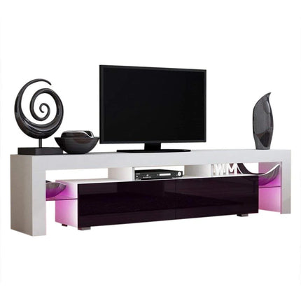 Solo 200 Modern LED TV Stand, Fits up to 90" TV, White/Violet