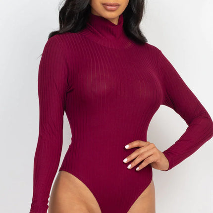 Ribbed Turtle Neck Long Sleeve Bodysuit (CAPELLA)