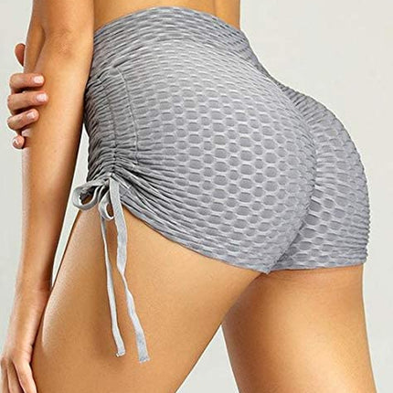 TIK Tok Leggings Shorts, Women Butt Lifting Yoga Shorts Tummy Control Leggings Textured Ruched Running Shorts