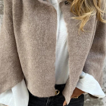 Women's Batwing Sleeve Cardigan Autumn And Winter Loose Short Cashmere Long Sleeve Coat