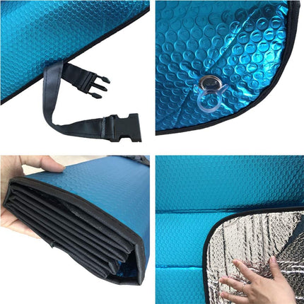 Car Windshield Sunshade-Thicken 5-Layer Bubble Block Heat and Sun UV Rays,Front Windshield Sun Shade,Sun Visor for Car- Keeps Your Vehicle Cool - 58 X 27.5 Inch (Blue)