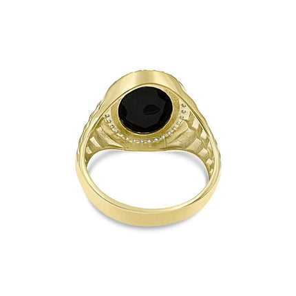 Real 10K Gold Black Oval Ring Mens Band Size 10