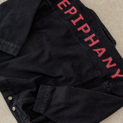 Black Cotton "EPIPHANY" Graphic Denim Jacket