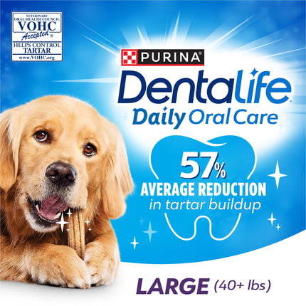 Purina  Daily Oral Care Large Dog Treats Dental Chews with Chicken, 20.7 Oz Pouch (18 Pack)