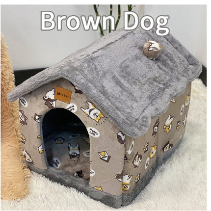 Foldable Dog House Pet Cat Bed Winter Dog Villa Sleep Kennel Removable Nest Warm Enclosed Cave Sofa Pets Supplies