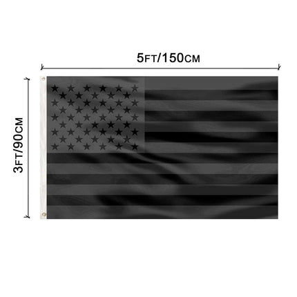 3X5Ft All Black American Flag US Black Flag Tactical No Quarter Blackout USA