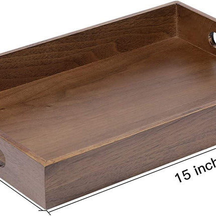 Wood Ottoman Tray Wooden Serving Tray Organizer Tray Decorative Tray Butler Tray Bed Tray for Living Room Coffee Table Countertop 10×15 Inch