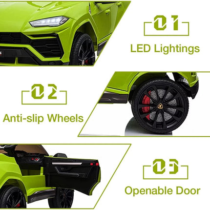 Lamborghini Urus 12V Electric Powered Ride on Car Toys for Girls Boys, Green Kids Electric Vehicles Ride on Toys with Remote Control, Foot Pedal, MP3 Player and LED Headlights, CL61