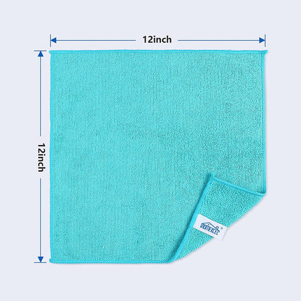 Microfiber Cleaning Cloth,100 Pack Cleaning Rag,Cleaning Towels with 4 Color Assorted,12"X12"(Green/Blue/Yellow/Pink)