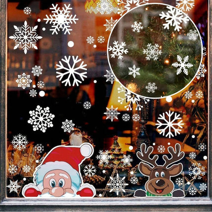 4 Sheets Of Christmas Window Clings For Glass,Santa Claus, Snowflake Wall Stickers, Static Clings, Xmas Window Decorations, Ornaments For New Year, Christmas Holiday Party Room Decorations