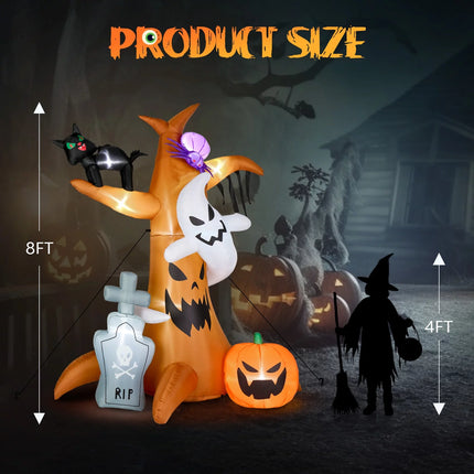 8' Halloween Inflatables Outdoor Halloween Decoration with LED Lights Blow up Tree