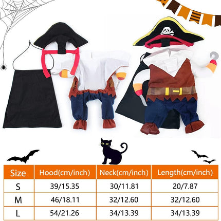 Funny Cat Pirate Costumes - Caribbean Style Pet Dressing up Cosplay Party Costume with Hat Small to Medium Dogs Cats Kitty Cute Fashion Prop Apparel for Halloween Christmas Party Accessories (S)