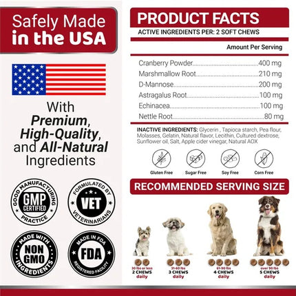 Dog UTI Treatment 170 Treats Cranberry Supplement For Dogs Bladder Control For Dogs