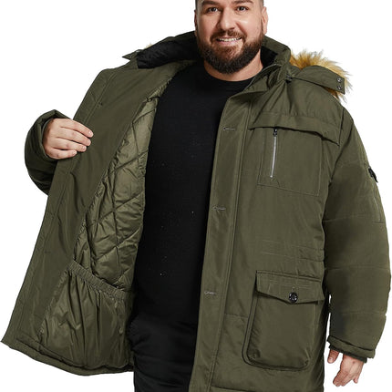 Men'S Big and Tall Winter Warm Heavy Hooded Parka Jacket