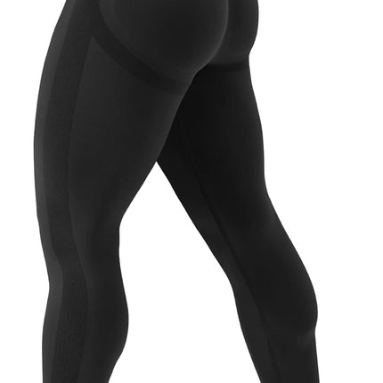 Women'S High Waist Scrunch Butt Lift Leggings Workout Seamless Booty Tummy Control Smile Contour Yoga Pants Black S