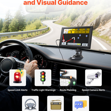 GPS Navigator For Car 9 Inch Touch Screen 16GB GPS Navigation System Dash Cam