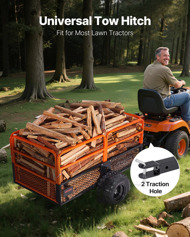 Dump Trailer 1800 Lbs 28 Cu. Ft Tow Behind Steel Garden Yard Trailer Cart