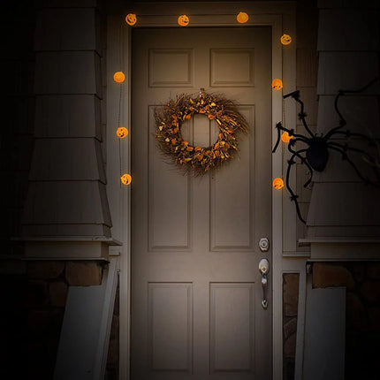 Halloween String Lights, 10 Big 3 Inch Battery Powered Jack O Lantern Blinking Lights with Motion Sensor and Halloween Music, Halloween Decorations. (Pumpkin)