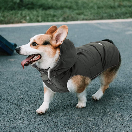 Warm Dog Jacket, Snowproof Windproof Waterproof Dog Winter Coat for Cold Weather - Soft Fleece Lining and Warm Thick Padded Dog Snow Coat with Detachable Hood for Puppy Small Medium Dogs