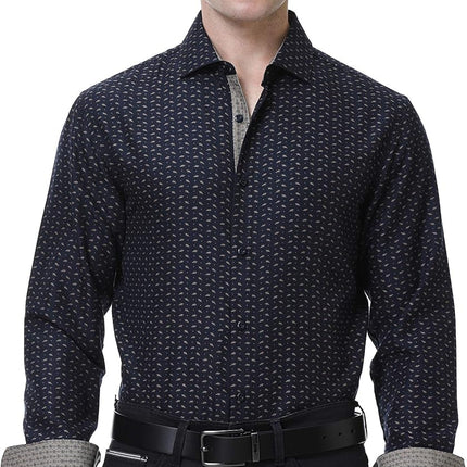 Mens Printed Dress Shirts Easy Care Regular Fit Long Sleeve Casual Button down Shirt for Men (Print14,M)