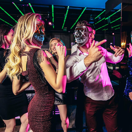 Halloween Mask Led Light up Voice-Activated Mask Halloween Costumes Purge Mask for Nightclubs, Carnivals,Halloween Masquerade Parties,Cosplay Purple