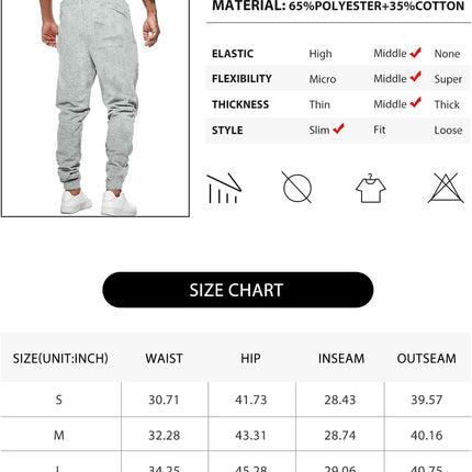 Mens Sweatpants Lightweight Slim Fit Drawstring Waist with Pockets Joggers for Men Workout, Running, Gym