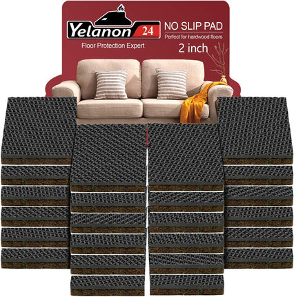 Non Slip Furniture Pads -24 Pcs 2’’ Furniture Grippers Hardwood Floors, Non Skid for Furniture Legs,Self Adhesive Rubber Feet, anti Slide Furniture Floors Protectors for Keep Couch Stoppers