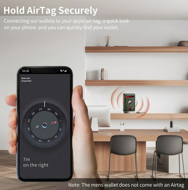 Airtag Wallet Men, Minimalist Front Pocket Wallets With Aritag Holder, Genuine Leather Bifold Slim Wallet, RFID Blocking Wallet For Men Up To 11cards -Air Tag Not Included