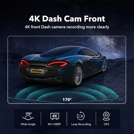 Dash Cam, 4K UHD Car Camera Front with Wi-Fi GPS, 3.18" LCD Screen, G-Sensor, 24H Parking Monitor