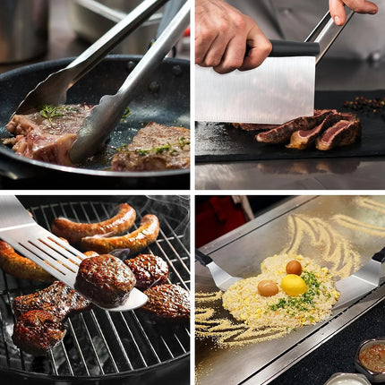 Griddle Accessories Kit: 137 Flat Top Grill Accessories Kit for Blackstone and Camp - BBQ Tool with Spatula, Basting Cover, Scraper, Bottle, Tongs, Egg Rings & Carry Bag