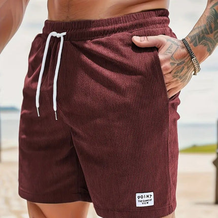 Lace-up Drawstring Shorts Summer Corduroy Sports Short Pants Mens Clothing