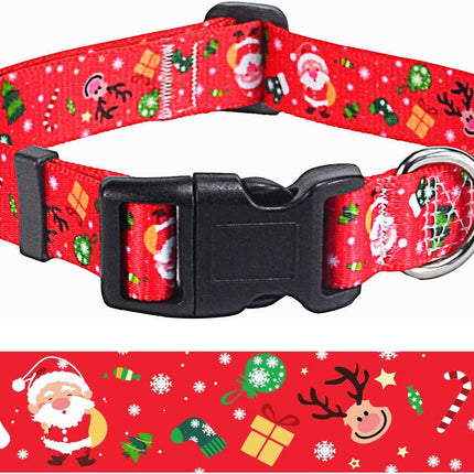 Christmas Dog Collar - Premium Adjustable Dog Collar for Small Medium Large Dogs (Christmas, S)