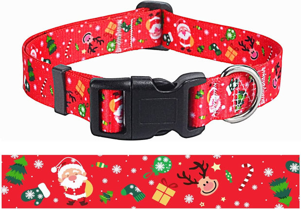 Christmas Dog Collar - Premium Adjustable Dog Collar for Small Medium Large Dogs (Christmas, S)