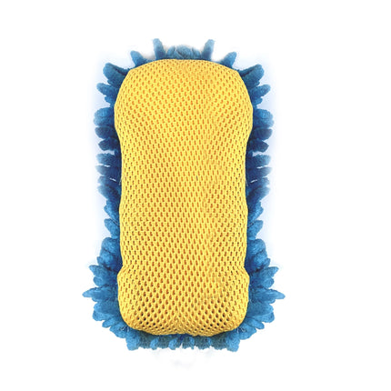 Car Wash Microfiber Sponge, Chenille Pile & Scrubber Back, Blue, 1 Piece