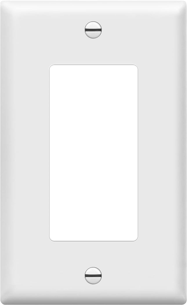 Decorator Light Switch or Receptacle Outlet Wall Plate, Gloss Finish, Size 1-Gang 4.50" X 2.76", Unbreakable Polycarbonate Thermoplastic, UL Listed, 8831-W, White