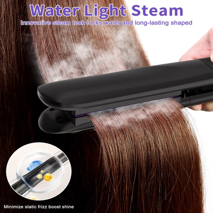 Steam Straighteners For Hair, Professional Salon Titanium Vapor Straightening Irons, High-end Salon Water Light Steam Flat Iron 24 Hour Anti-frizz Make Hair Smooth And Adds Shine