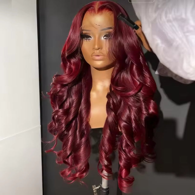 Body Wave Human Hair Wig 13x4 HD Burgundy Lace Front Wig Human Hair With Aligned Cuticle Brazilian Wig