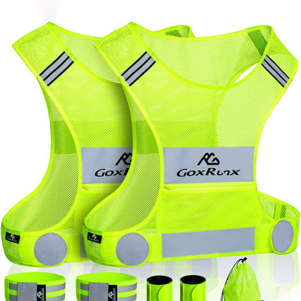 2 Pack Reflective Vest Running Gear Ultralight Runner Safety Vest+Armbands & Bag