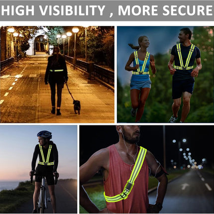 Reflective Vest - Running Vest Reflector, Reflective Running Vest with Safety Straps, High Visibility Reflector