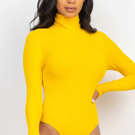 Ribbed Turtle Neck Long Sleeve Bodysuit (CAPELLA)