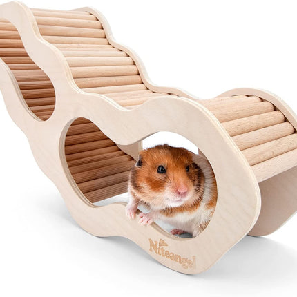 Hamster House W/Climbing Ladder for Hamsters Gerbils Mice or Similar-Sized Pets (Secret Peep Tunnel Hamster Hut)