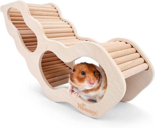 Hamster House W/Climbing Ladder for Hamsters Gerbils Mice or Similar-Sized Pets (Secret Peep Tunnel Hamster Hut)