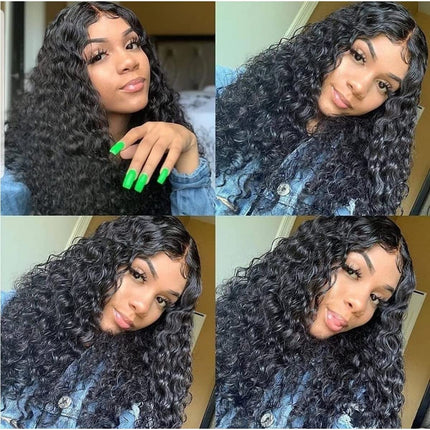 Lace Front Wigs Human Hair Water Wave 4X4 Wigs for Black Women Wet and Wavy Human Hair Lace Front Wigs Pre Plucked with Baby Hair 150% Density Brazilian Virgin Human Hair Wig 20 Inch