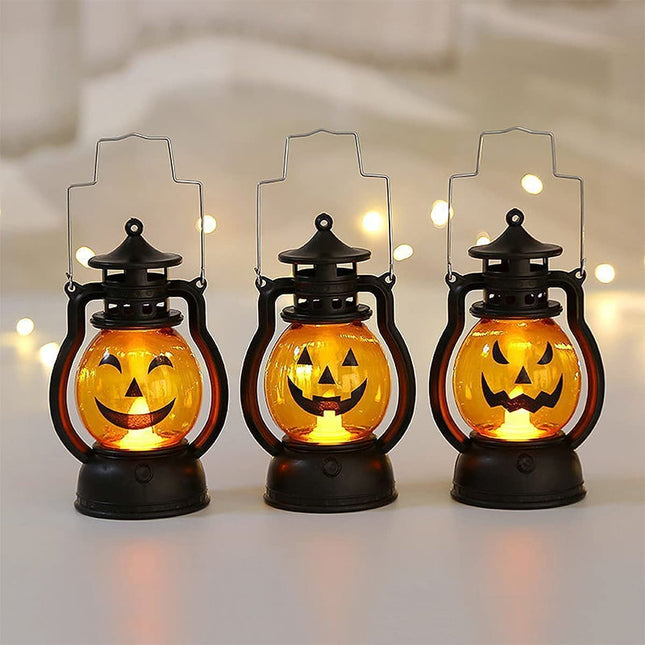 Children'S Handheld Pumpkin Light up Lantern Kids Led Lights Battery Operated Halloween Decor Pumpkin Light Indoor Outdoor Decoration Ornaments Horror Funny Expression (3-Pack)