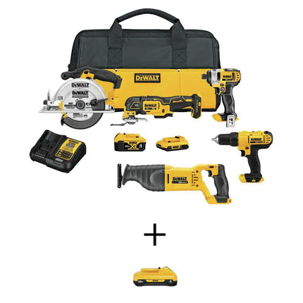 20V MAX Lithium-Ion Cordless 5 Tool Combo Kit with (2) 20V 4.0Ah Battery, (1) 20V 2.0Ah Battery, and Charger